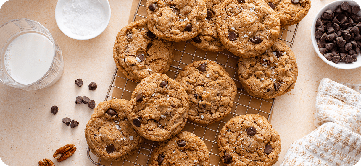Freshly baked cookies with ingredients