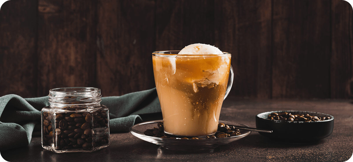 Iced coffee with ice cream