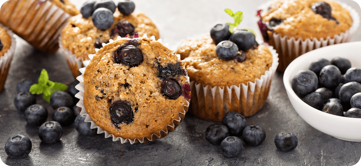 Fresh muffins with blueberries
